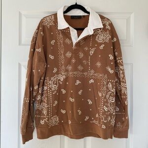 Menswear Paisley Collared Sweatshirt